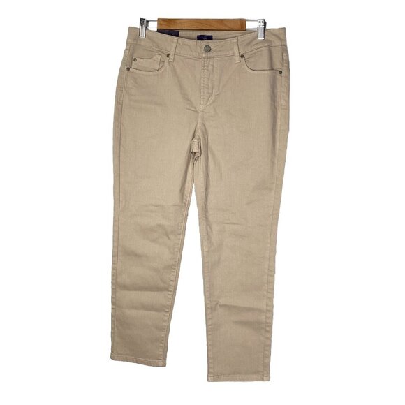 NWT NYDJ Women’s Ankle chino Pants tan brown slimming look Size 12p - Picture 1 of 12